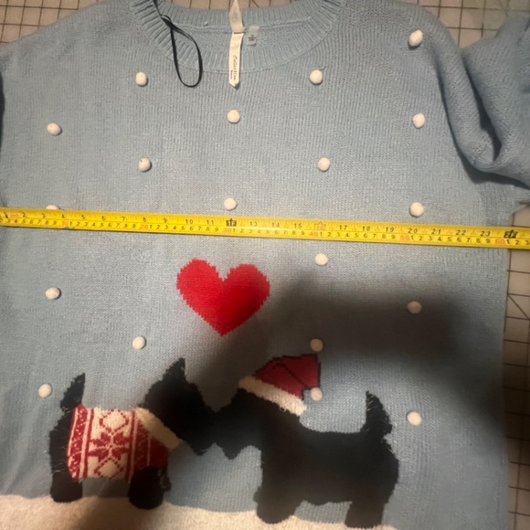 Ugly Christmas  Sweater  Collection Woman 1X Plus Scotty Dogs Blue snow pomp pom - Picture 10 of 14